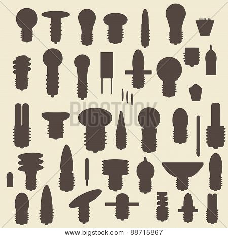 Electric bulbs silhouette icons set. Perfect for web design  illustration.