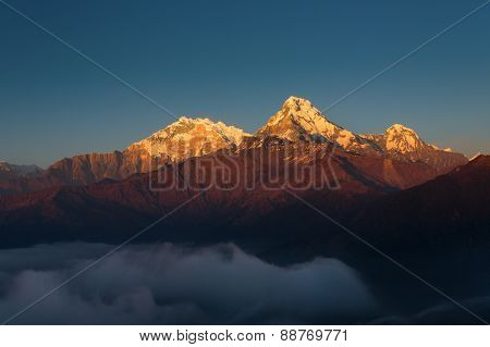 Annapurna I Himalaya Mountains View From Poon Hill 3210M At Sunset