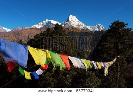 Buddhist Prayer Flags And The Himalayas