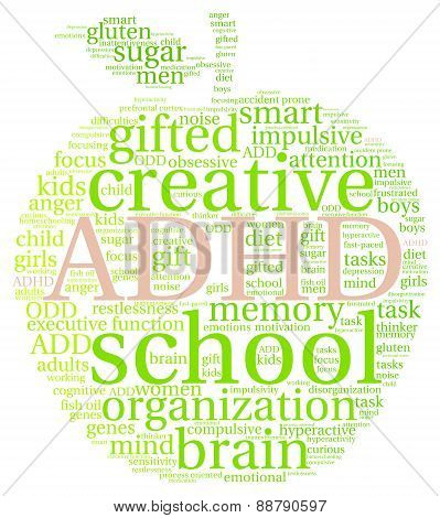 ADHD Apple Shaped Word Cloud