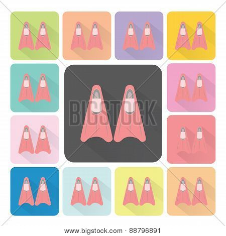Fin Icon Color Set Vector Illustration