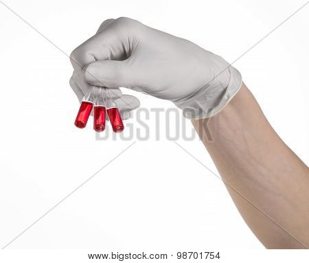 Doctor Hand Holding A Vial, Ampule Red, Vaccine Ampule, Ebola Vaccine, Flu Treatment, White Backgrou