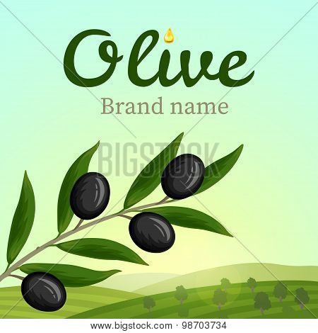 Olive Label, Logo Design. Olive Branch. Vector Illustration