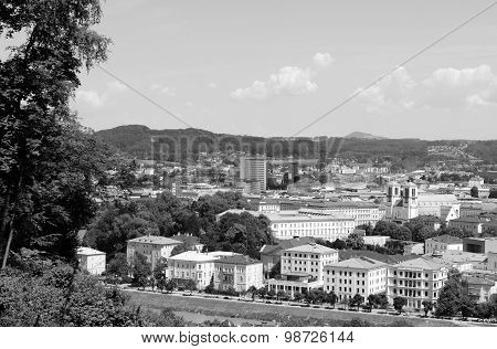 View Over Salzburg City In Europe