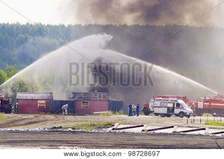 Firefighters work