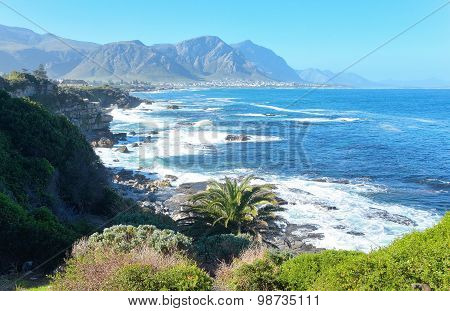 Beautiful ocean and coast landscape in Hermanus, South Africa