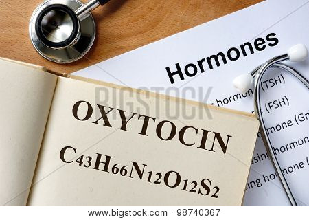 Oxytocin word written on the book.
