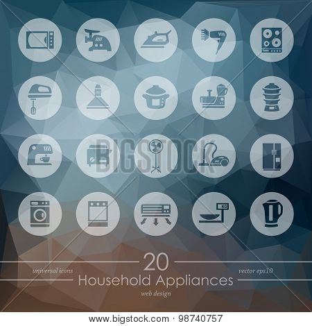 Set of household appliances icons