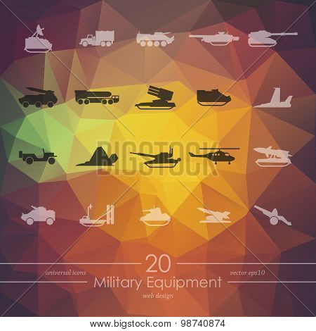 Set of military equipment icons
