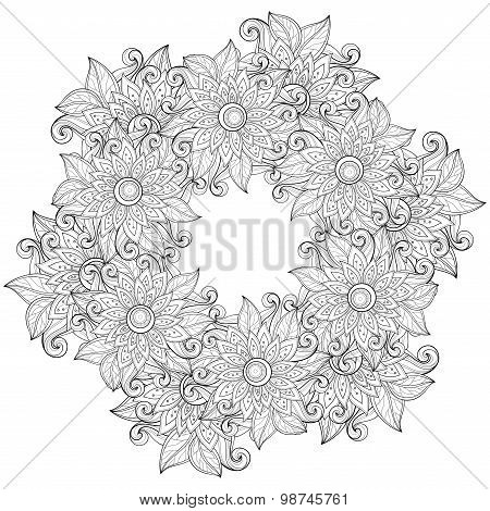 Vector Monochrome Floral Background