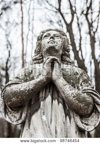 Old Cemetery Marble Sculpture Of The Angel