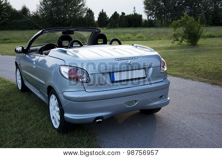 Subotica, Serbia, July 23, 2015: Photo Shooting Of A Convertible Peugeot 206 Cc Car, With Roof Down