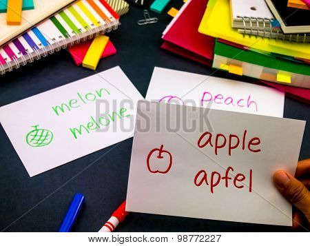 Learning New Language Making Original Flash Cards; German