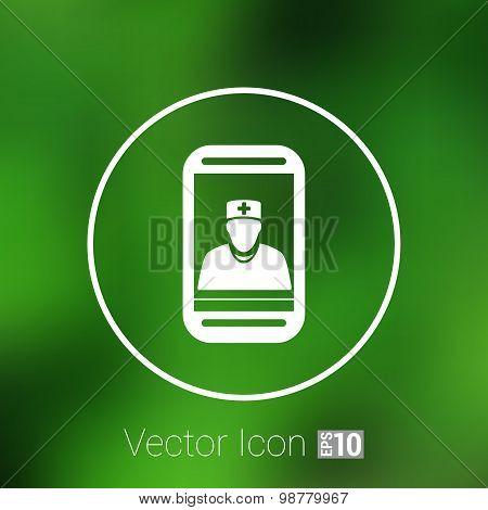 Cartoon illustration phone doctor character holding stethoscope