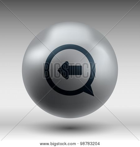 Blue arrowleft symbol business white background button