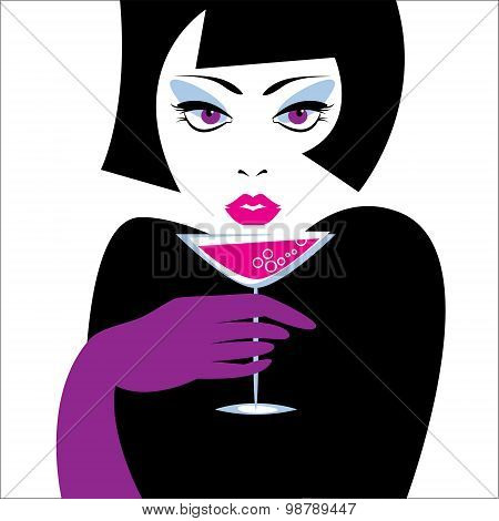 Woman With A Glass In A Hand.