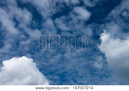 white clouds on the blue sky, background, cloudscape