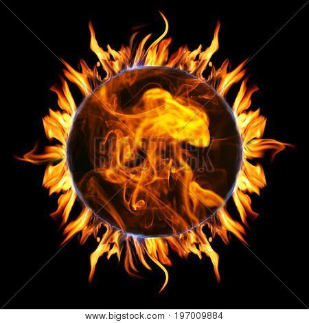 Circle of fire on black background