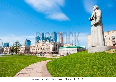 Moscow Russia-May 01 2017: Detail of the monument 