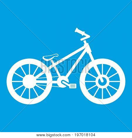 Bike icon white isolated on blue background vector illustration