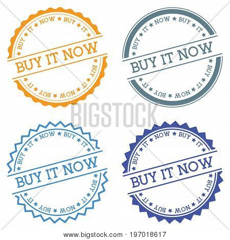 Buy It Now Badge Isolated On White Background. Flat Style Round Label With Text. Circular Emblem Vec