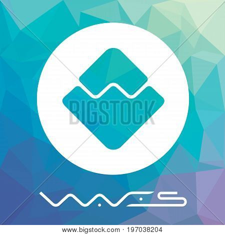 Waves decentralized blockchain  criptocurrency platform vector logo.