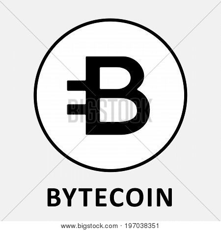 Bytecoin (BCN) criptocurrency black and white icon for apps and websites.