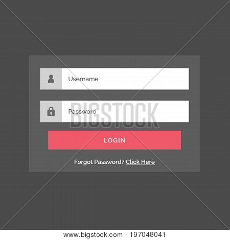 Login website template flat design. Login user interface template. Vector stock.