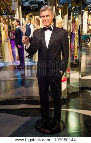 Prague, Czech republic, July 22, 2017: George Clooney in Grevin museum of the wax figures in Prague.