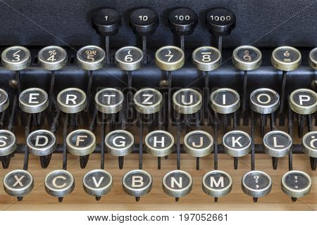 Keys of an old vintage mechanical typewriter