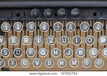 Keys of an old vintage mechanical typewriter