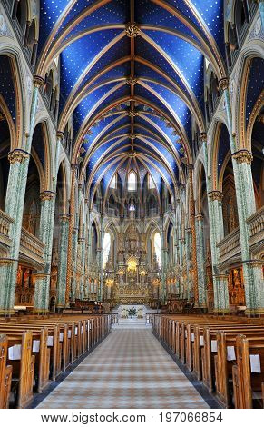 OTTAWA, CANADA - JUL.5, 2011: Notre-Dame Cathedral Basilica inside, Ottawa, Ontario, Canada.