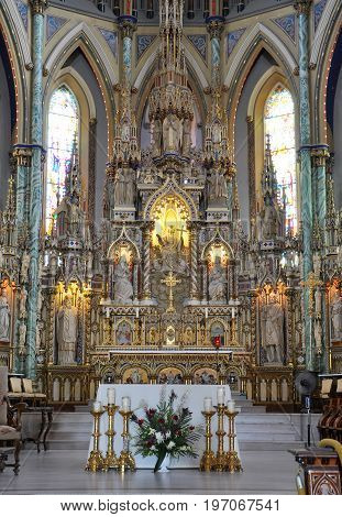 OTTAWA, CANADA - JUL.5, 2011: Notre-Dame Cathedral Basilica inside, Ottawa, Ontario, Canada.