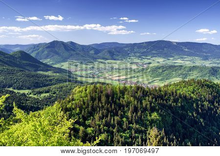 Beautiful view from vrch Hrdos (Ostre) in Mala Fatra national park. Mountains landscape