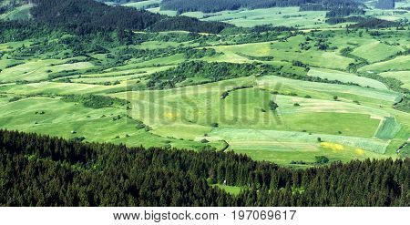 Beautiful view from vrch Hrdos (Ostre) in Mala Fatra national park. Country landscape