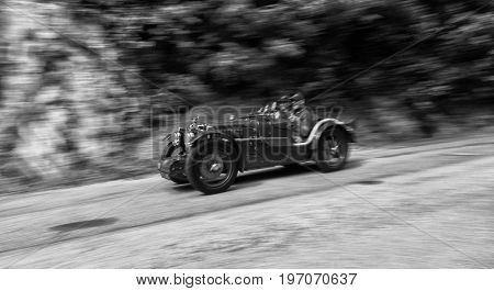 GOLA DEL FURLO, ITALY - MAY 19: MG C TYPE MIDGET SUPERCHARGED 1932 on an old racing car in rally Mille Miglia 2017 the famous italian historical race (1927-1957) on May 19 2017
