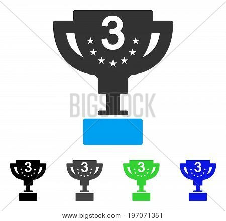 Third Prize Cup flat vector icon. Colored third prize cup gray, black, blue, green pictogram variants. Flat icon style for application design.