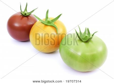 Vert, jaune et rouge de la tomate