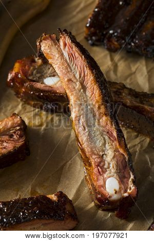 Homemade Smoked Barbecue St. Louis Style Pork Ribs