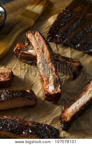 Homemade Smoked Barbecue St. Louis Style Pork Ribs