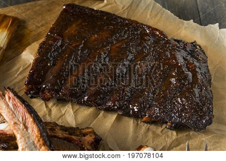 Homemade Smoked Barbecue St. Louis Style Pork Ribs