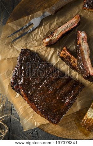 Homemade Smoked Barbecue St. Louis Style Pork Ribs