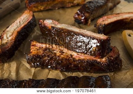 Homemade Smoked Barbecue St. Louis Style Pork Ribs
