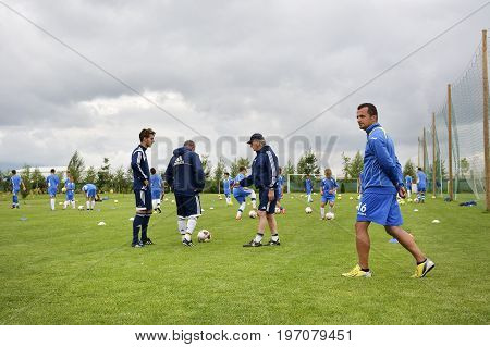 Ghimbav, Brasov, Romania - Agust 3: Soccer Football Training Camp For Kids, Children At Forex Ghimba