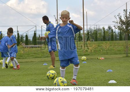 Ghimbav, Brasov, Romania - Agust 3: Soccer Football Training Camp For Kids, Children At Forex Ghimba