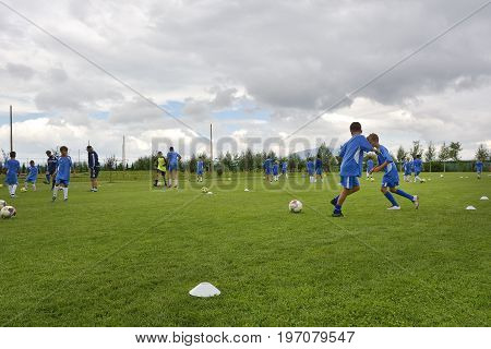 Ghimbav, Brasov, Romania - Agust 3: Soccer Football Training Camp For Kids, Children At Forex Ghimba