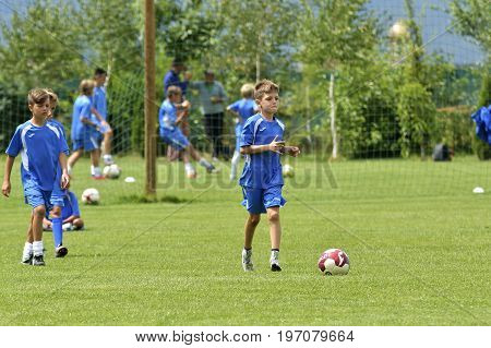 Ghimbav, Brasov, Romania - Agust 3: Soccer Football Training Camp For Kids, Children At Forex Ghimba