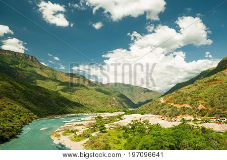 View on mountain river by park national chicamocha