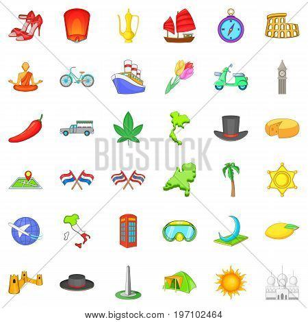 Jorney icons set. Cartoon style of 36 jorney vector icons for web isolated on white background