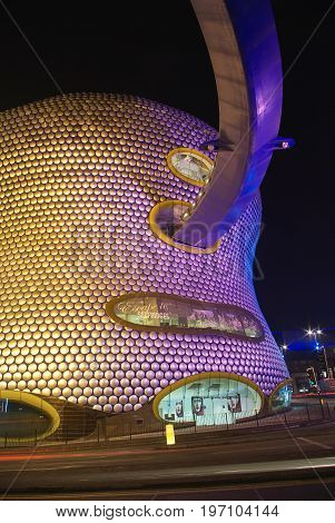 Christmas night illumination of Bullring Shopping centre in Birmingam